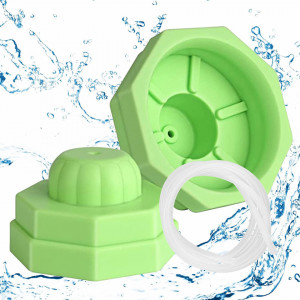 Set de 2 capace si furtun pentru vidat Universal, silicon, verde, 8,4 x 8,4 cm / 10,3 x 10,3 cm