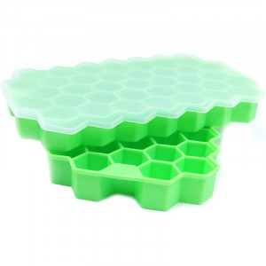 Set de 2 forme pentru cuburi de gheta cu capac Alnicov, silicon, verde 20 x 12 cm