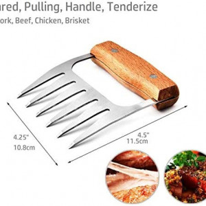 Set de 2 gheare pentru carne Opaceluuk, metal/lemn, 10, 8 x 11, 5 cm