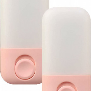 Set de 2 lumini de noapte cu senzor inteligent MaxHee, alb/roz, LED, policarbonat, 0,5 W