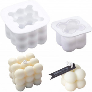 Set de 2 matrite pentru fabricarea lumanarilor Tiruiya, alb, silicon, 3,7/6 cm
