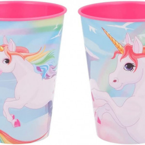Set de 2 pahare cu unicorni Ils i Love, plastic, multicolor, 260 ml