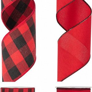 Set de 2 role de panglica KI Store, textil, rosu/negru, 9,14 m