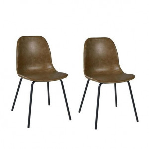 Set de 2 scaune Barnaba, piele ecologica, verde masliniu, 45 x 45 x 81.5 cm