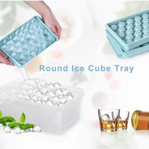 Set de 2 tavi si un recipient pentru gheata MOGADEE, plastic, transparent/albastru