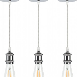 Set de 3 lustre tip pendul Befurglor, metal, crom, 10 x 120 cm