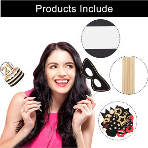 Set de 34 accesori pentru recuzita foto la 21 ani Lifreer, hartie/lemn, multicolor