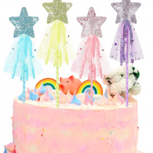 Set de 4 baghete pentru decorare tort Ropniik, plastic, multicolor, 30 cm