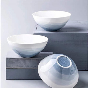 Set de 4 boluri Yesland, portelan, albastru, 700 ml, 17 x 7,6 cm
