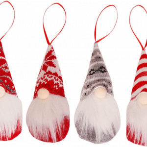 Set de 4 gnomi de Craciun DragonX2, multicolor, textil, 16 x 6 cm