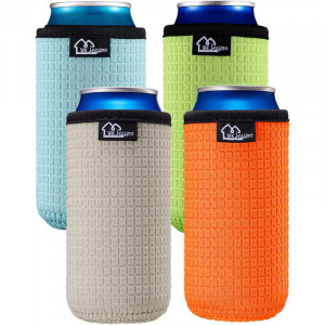 Set de 4 huse anti-alunecare pentru dozele de bauturi WK IEASON, neopren, multicolor, 12,7 x 5,6 cm