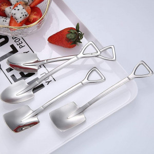 Set de 4 lingurite pentru fructe HEIGOO, otel inoxidabil, argintiu, 15,5 cm