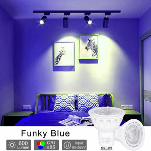 Set de 4 spoturi Yayza, GU10, LED, lumina albastra, 6W, MR16