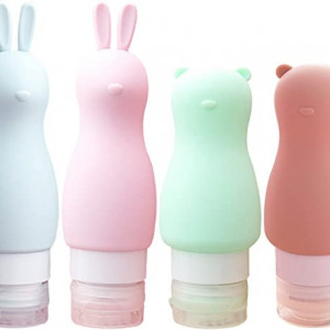 Set de 4 sticle de calatorie pentru produse de toaleta Mellystore, silicon, multicolor, 90 ml