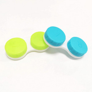 Set de 4 suporturi pentru lentile HEIGOO, galben/albastru, plastic, 6,5 x 2,5 x 1,2 cm