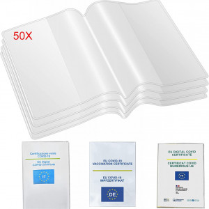 Set de 50 coperte pentru pasaport/carnet Mizijia, PVC, transparent, 154 X 110 mm