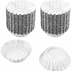 Set de 50 forme pentru briose Sourcingmap, aliaj de aluminiu, argintiu, 7 x 2 cm