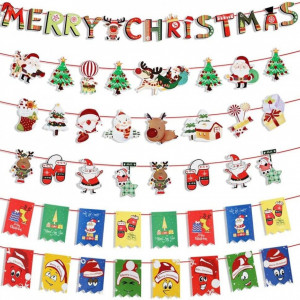 Set de 6 decoratiuni pentru Craciun XiXiRan, hartie, multicolor, 3 m
