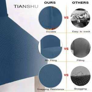 Set de 6 huse de scaun TIANSHU, poliester/spandex, albastru deschis