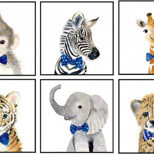 Set de 6 picturi cu diamante Pttozan, animale, multicolor, 30 X 30 cm