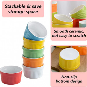 Set de 6 vase pentru sufflé VINILITE, ceramica, multicolor, 10 x 5 cm