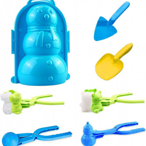 Set de 7 accesorii pentru bulgari de zapada Reakoo, plastic, albastru/galben/verde