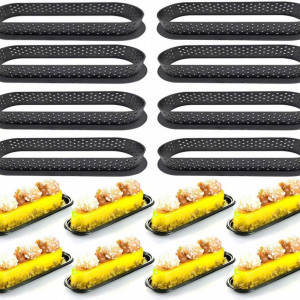 Set de 8 forme pentru copt prajituri BonTime, plastic, negru, oval, 144 x 53 x 20 mm