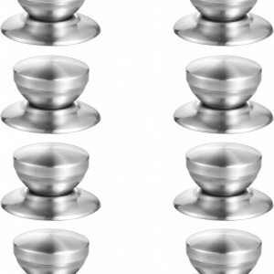 Set de 8 manere pentru capacul oalei, otel inoxidabil, argintiu, 5,8 x 3,1 x 4,3 cm