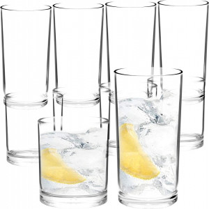 Set de 8 pahare pentru apa Youngever, plastic, transparent, 320 ml/ 450ml