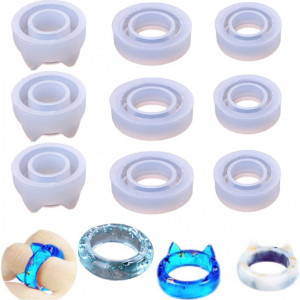 Set de 9 matrite pentru inele Lsydgn, silicon, alb, 16/17/18 mm