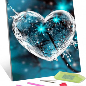 Set de creatie cu diamante 5D Generic, model inima, panza/rasina, multicolor, 30 x 40cm