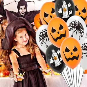 Set de decoratiuni pentru petrecerea de Halloween YANGJI, folie/latex, multicolor, 16 piese