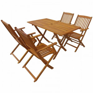 Set de o masa si 4 scaune de gradina Forth, lemn masiv, maro
