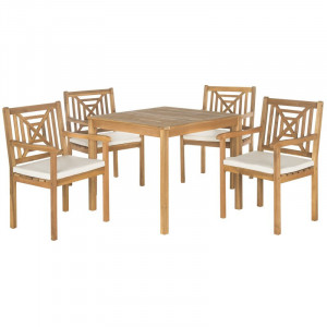 Set de o masa si 4 scaune de gradina Sterger, lemn masiv, maro