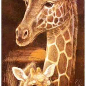 Set de pictura cu diamante ParNarZar, model girafe, maro, 40 x 105 cm