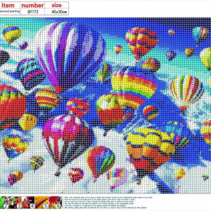 Set de pictura cu diamante Wtxzaqkk, model baloane cu aer cald, cu rama, multicolor, 30 x 40 cm