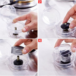 Set de protectii si incuietori pentru frigider si aragaz pentru siguranta copiilor Cantik, plastic, transparent/alb/roz