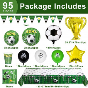 Set de vesela pentru petrecere fotbal Formemory, multicolor, hartie 95 piese, 20 persoane