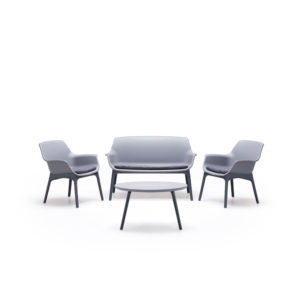 Set Luxor Lounge gri-grafit, 1 masa, 2 fotolii, 1 canapea, 3 perne