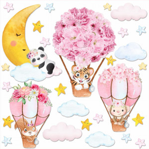 Set stickere de perete Bdecoll, vinil, model floral, multicolor