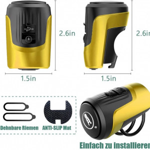 Sonerie pentru bicicleta T TENDTOP, 125dB, 4 moduri de alarma, plastic, negru/galben, 66 x 38 mm