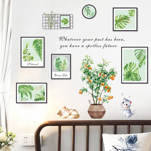Stickere de perete HautStore, PVC, alb/verde/negru, 85 x 100 cm