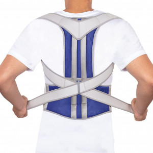 Suport activ pentru spate pentru corectarea posturii NUTRICS, textil/plastic, albastru/gri, 160-180 cm