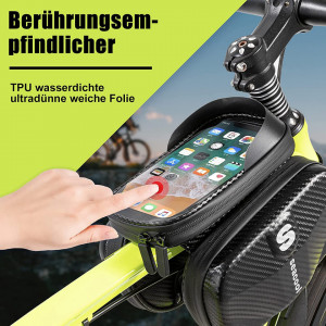 Suport telefon cu geanta de depozitare pentru bicicleta Seacool, TPR, negru, 18,5 x 11,5 cm