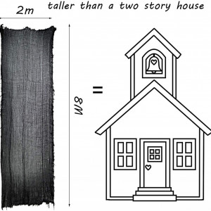 Tesatura decorativa de Halloween RHYUUI, negru, bumbac, 800 x 200 cm