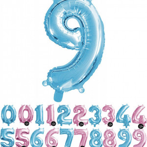 Balon aniversar Haioo, cifra 9, albastru, 66 cm