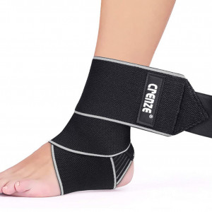 Bandaj reglabil pentru glezna Crenze, nailon, negru/gri