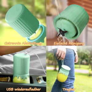 Blender portabil pentru suc proaspat Feekaa, plastic/otel inoxidabil, verde, 30 W, 300 ml