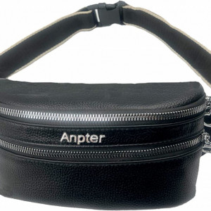 Borseta pentru dama ANPTER, piele PU, negru, 24 x 11 cm
