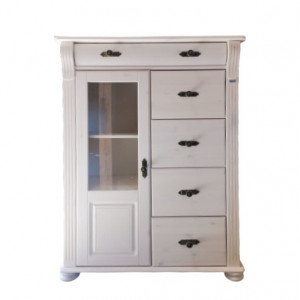 Bufet 2SK by Home Affaire, 1 usa si 5 sertare, lemn masiv, alb, 90 x 125 x 35 cm